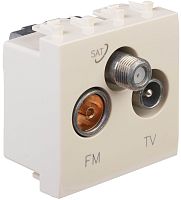 Розетка TV+FM+SAT Оконечная модульная DKC Avanti 3-м. 2 мод. ванильная дымка картинка